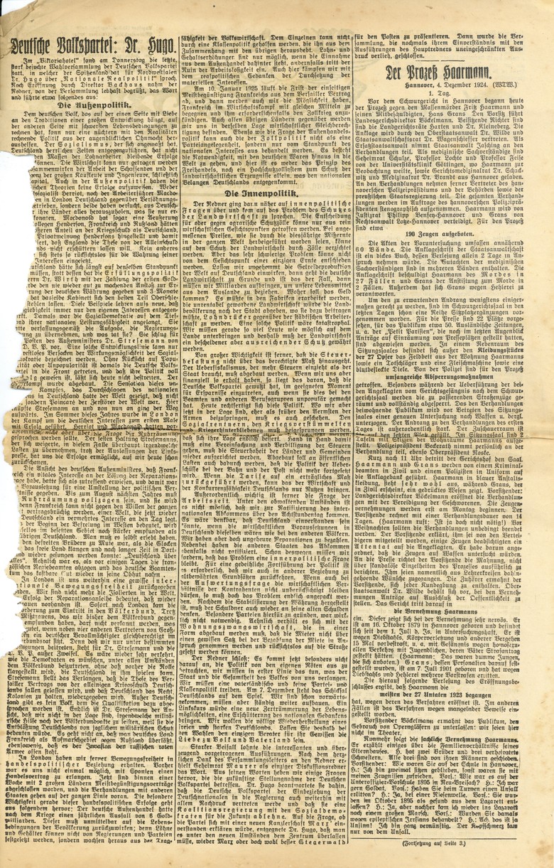 Inserat des Centralvereins deutscher Staatsbürger jüdischen Glaubens. Ortgruppe Minden, Mindener Tageblatt, 6. Dezember 1924
