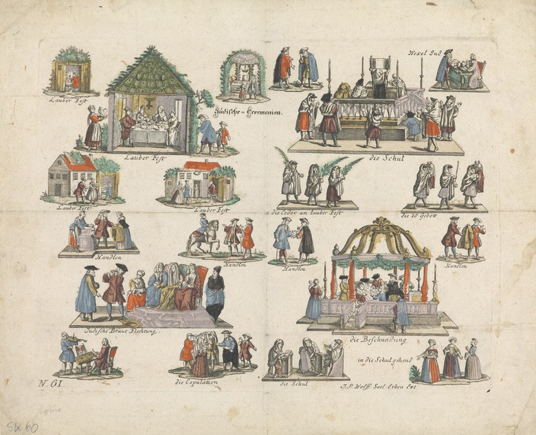 Bilderbogen „Jüdische Ceremonien“, um 1760/70